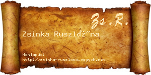 Zsinka Ruszlána névjegykártya